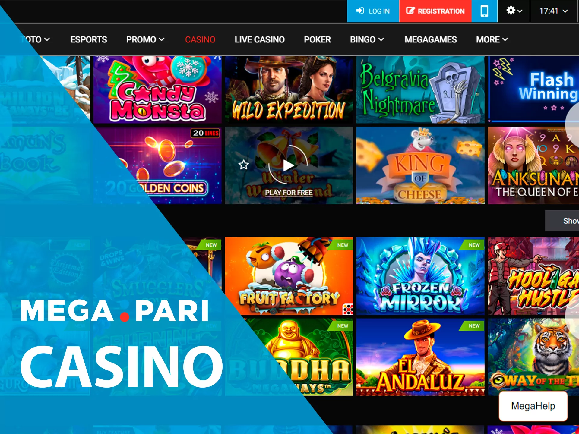 Play your favorite slots in the MegaPari online casino.