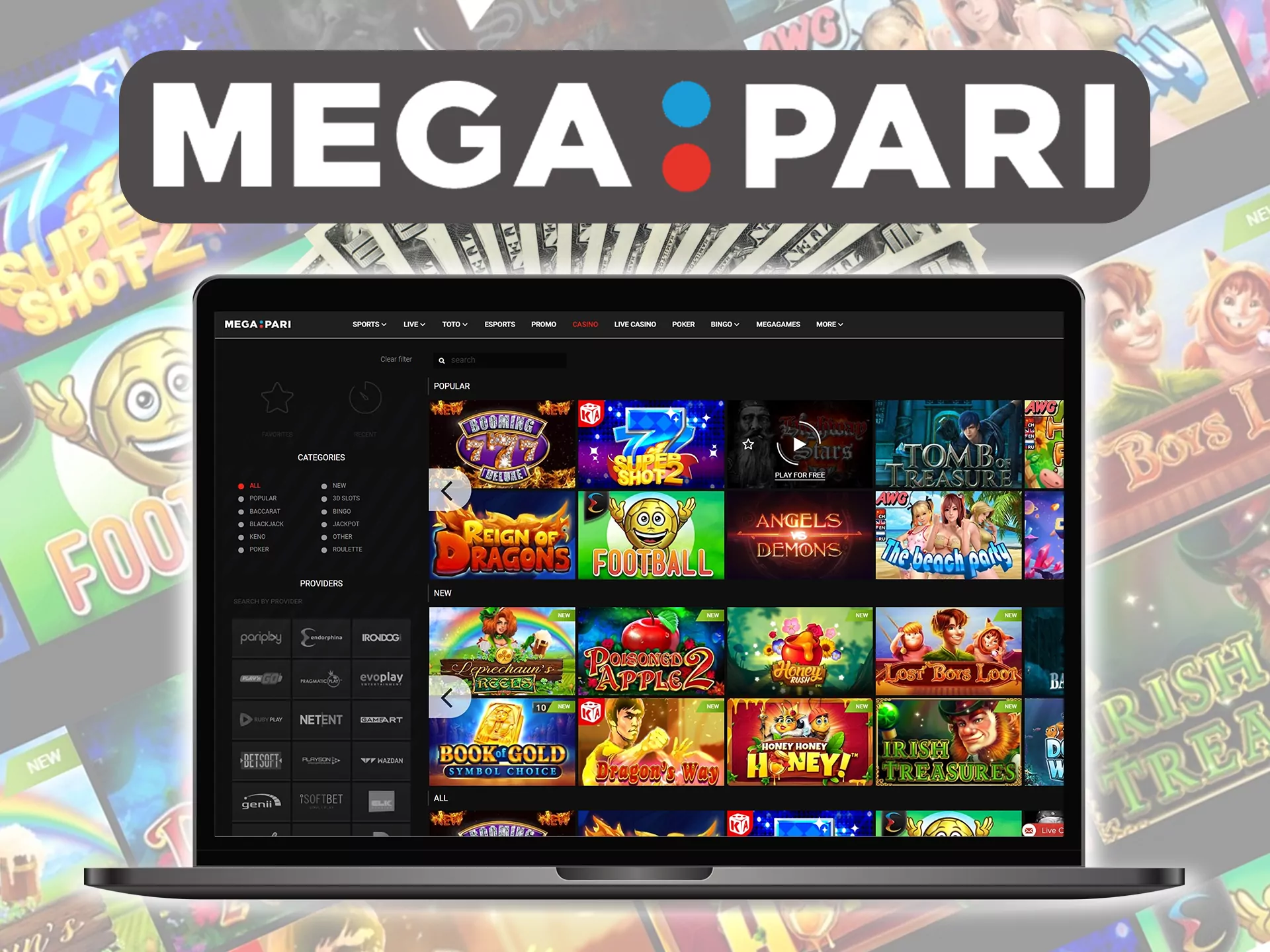 Megapari casino bonuses are available for new and existing players.