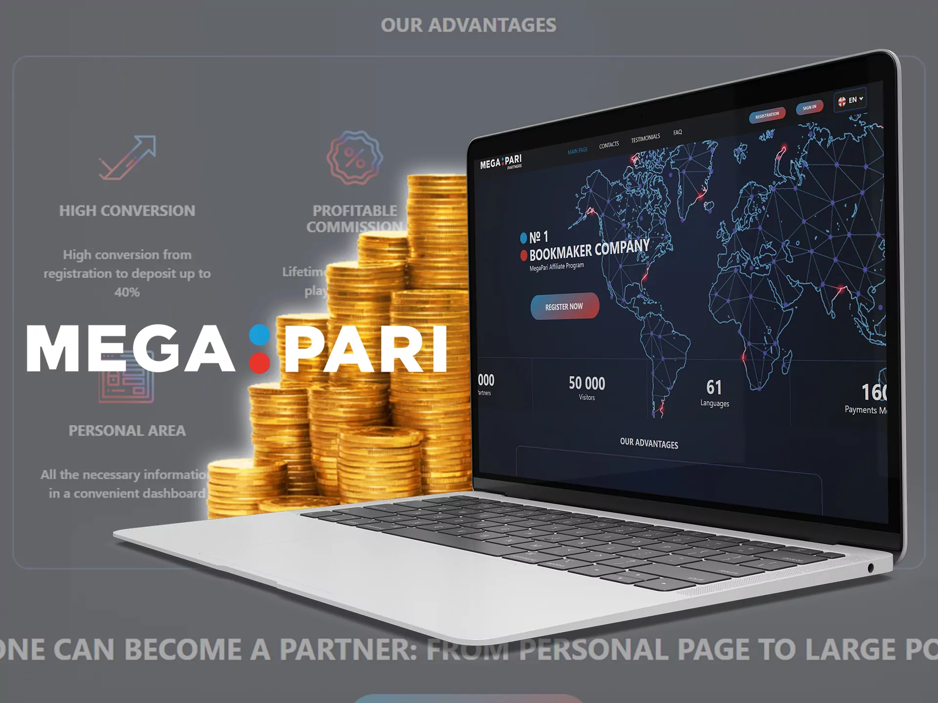 Join Megapari affiliate program and earn money.