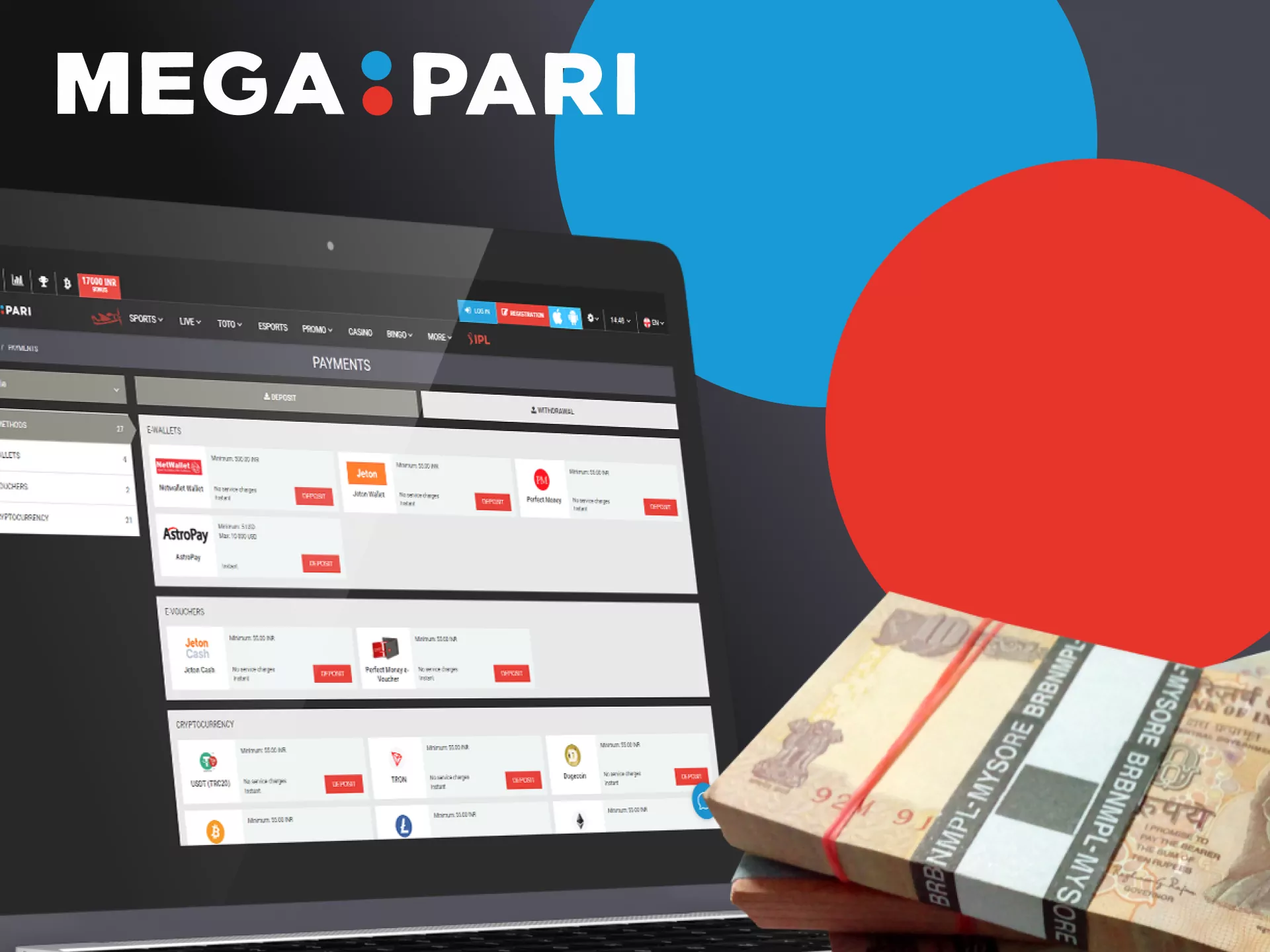 Choose a convenient way to deposit and withdraw money from Megapari.