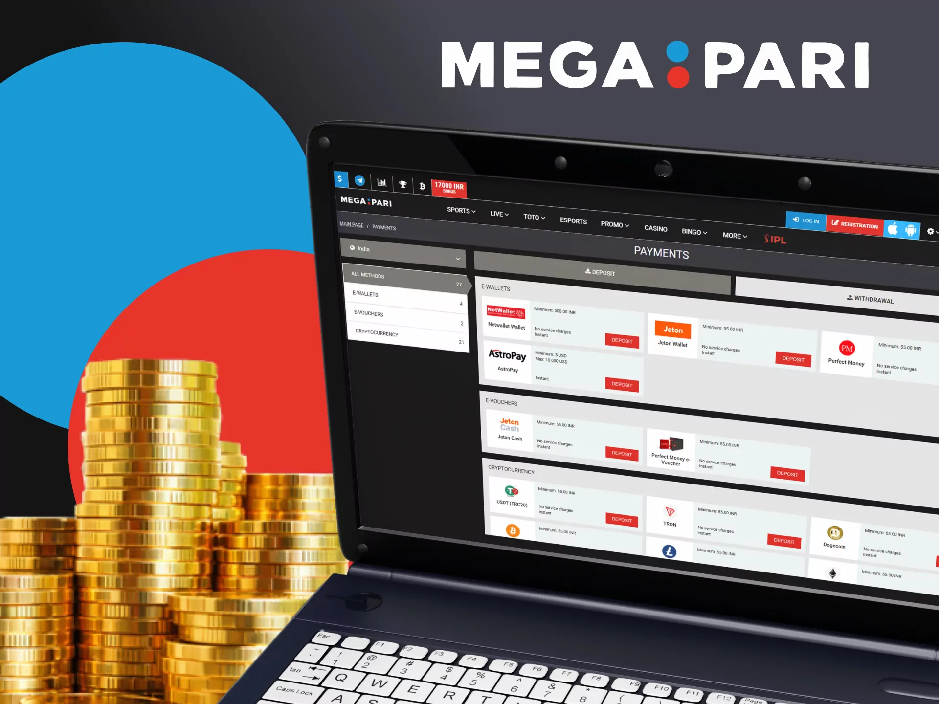The deposit process on Megapari is very simple.