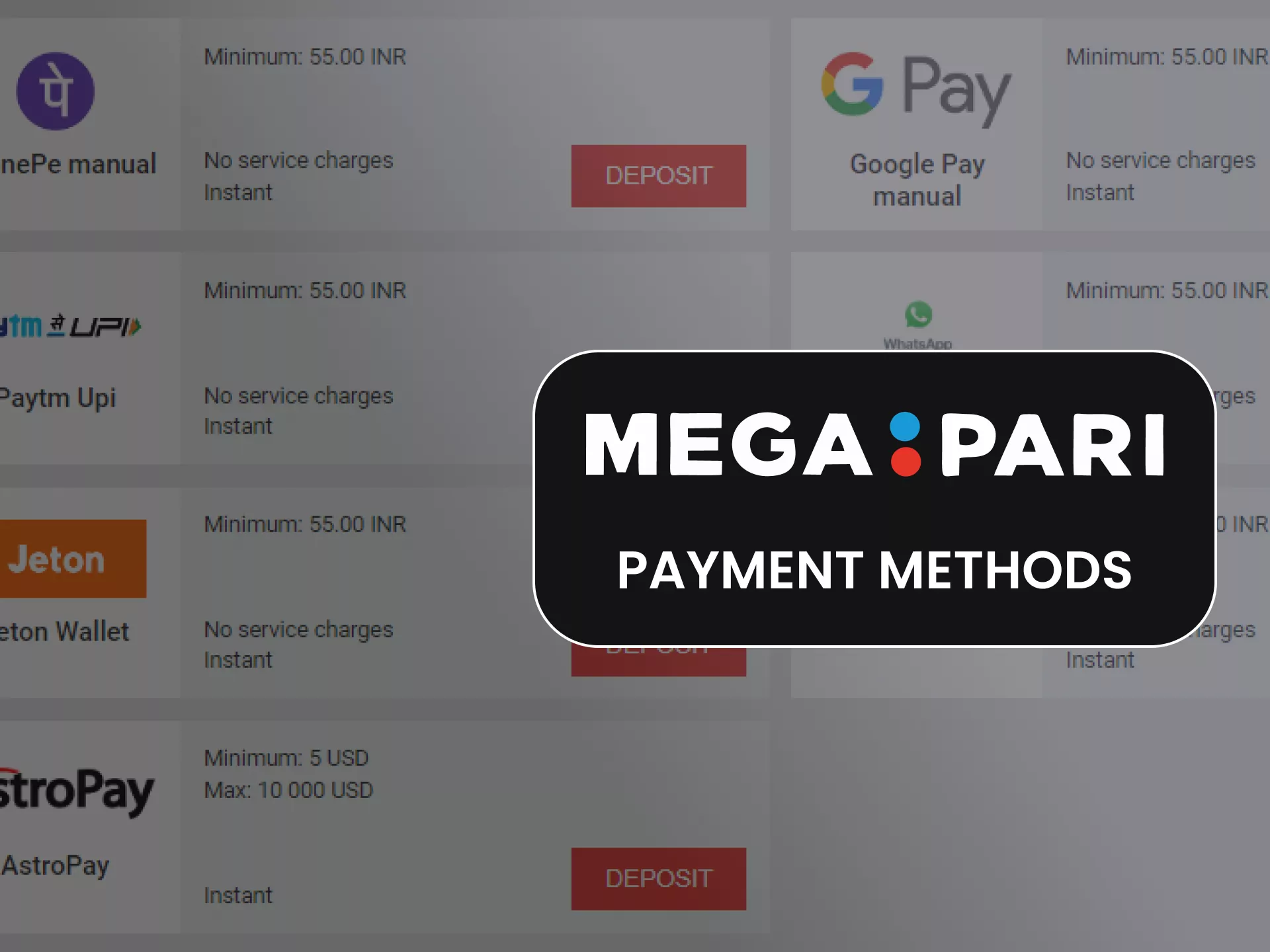 Use a convenient way to deposit in Megapari.