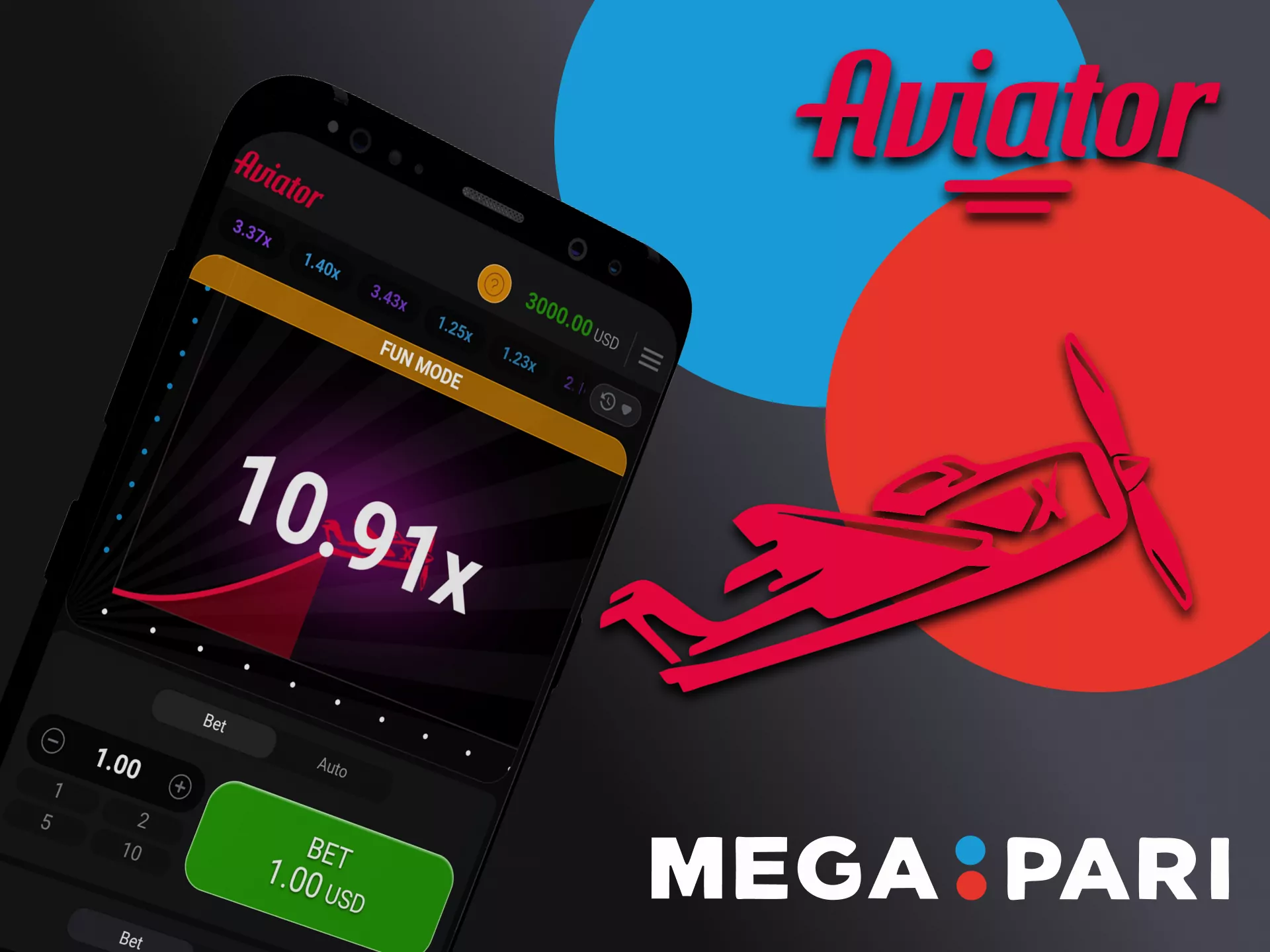 Play Avaitor through the Megapari app on Android.