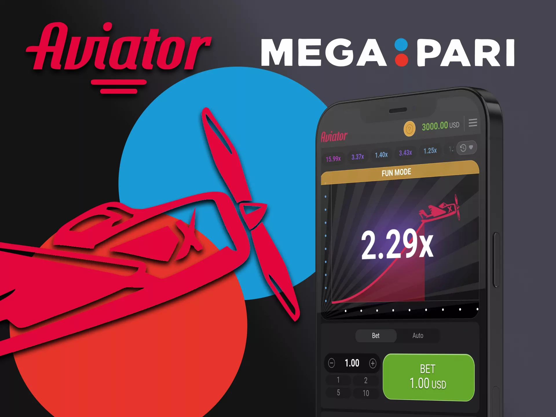 Play Avaitor through the Megapari app on iOS.