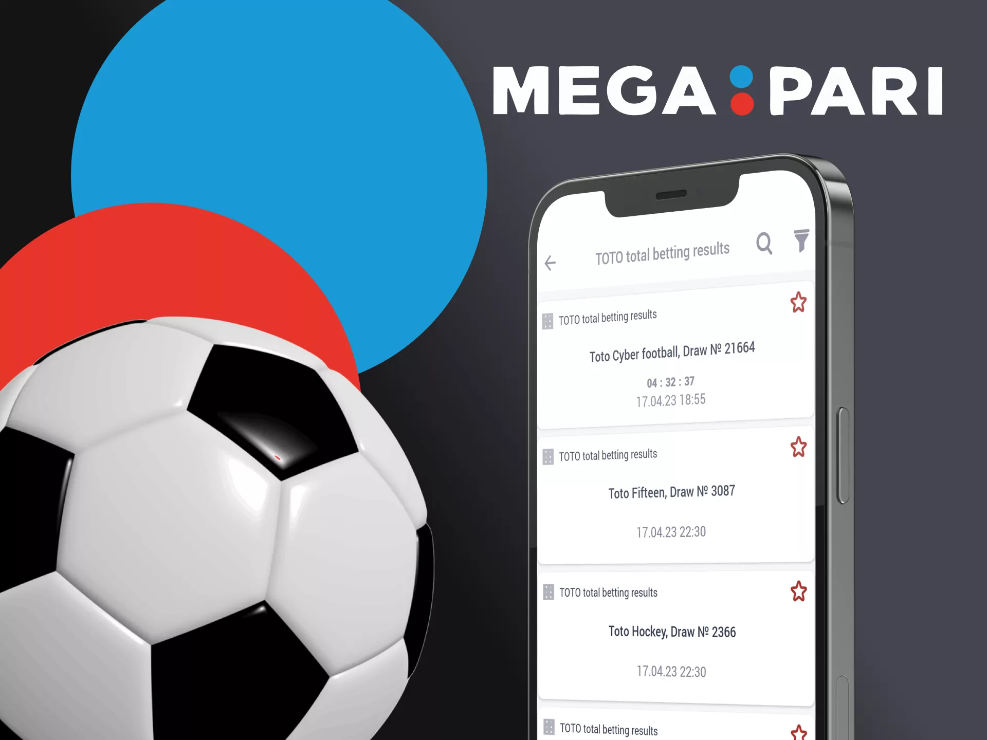 Place bets in TOTO on the Megapari app for iOS.