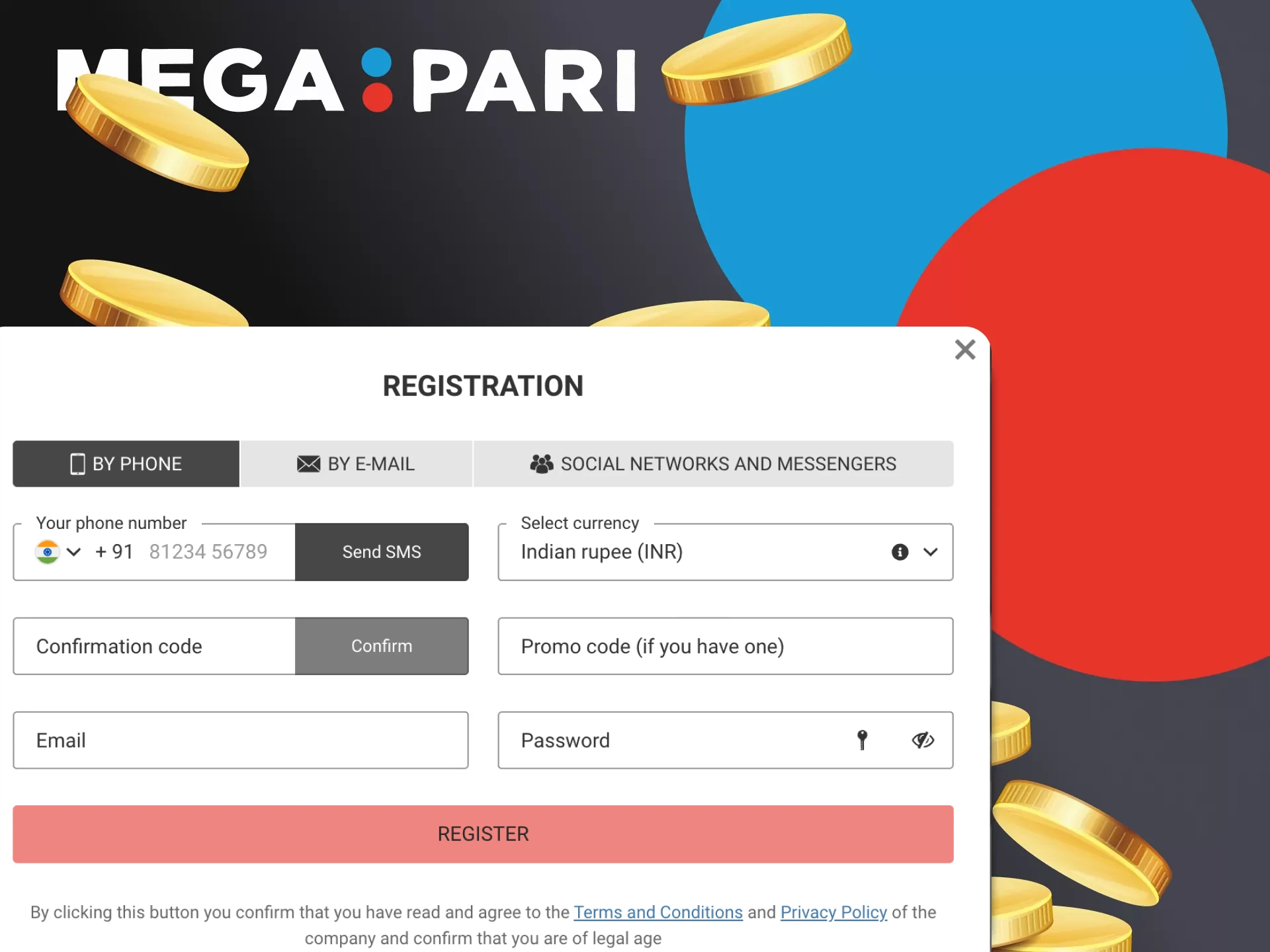 Create an account and make a minimum deposit to receive Megapari bonuses.