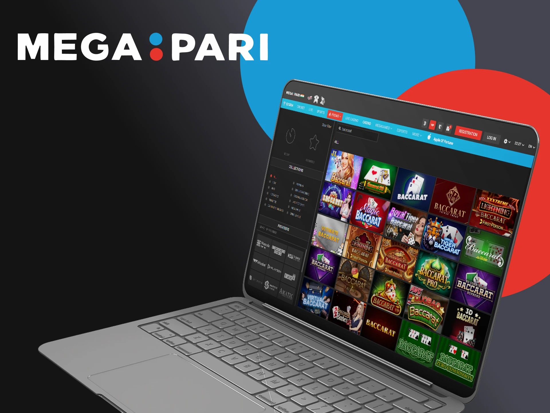 Visit the casino section of Megapari to play baccarat.