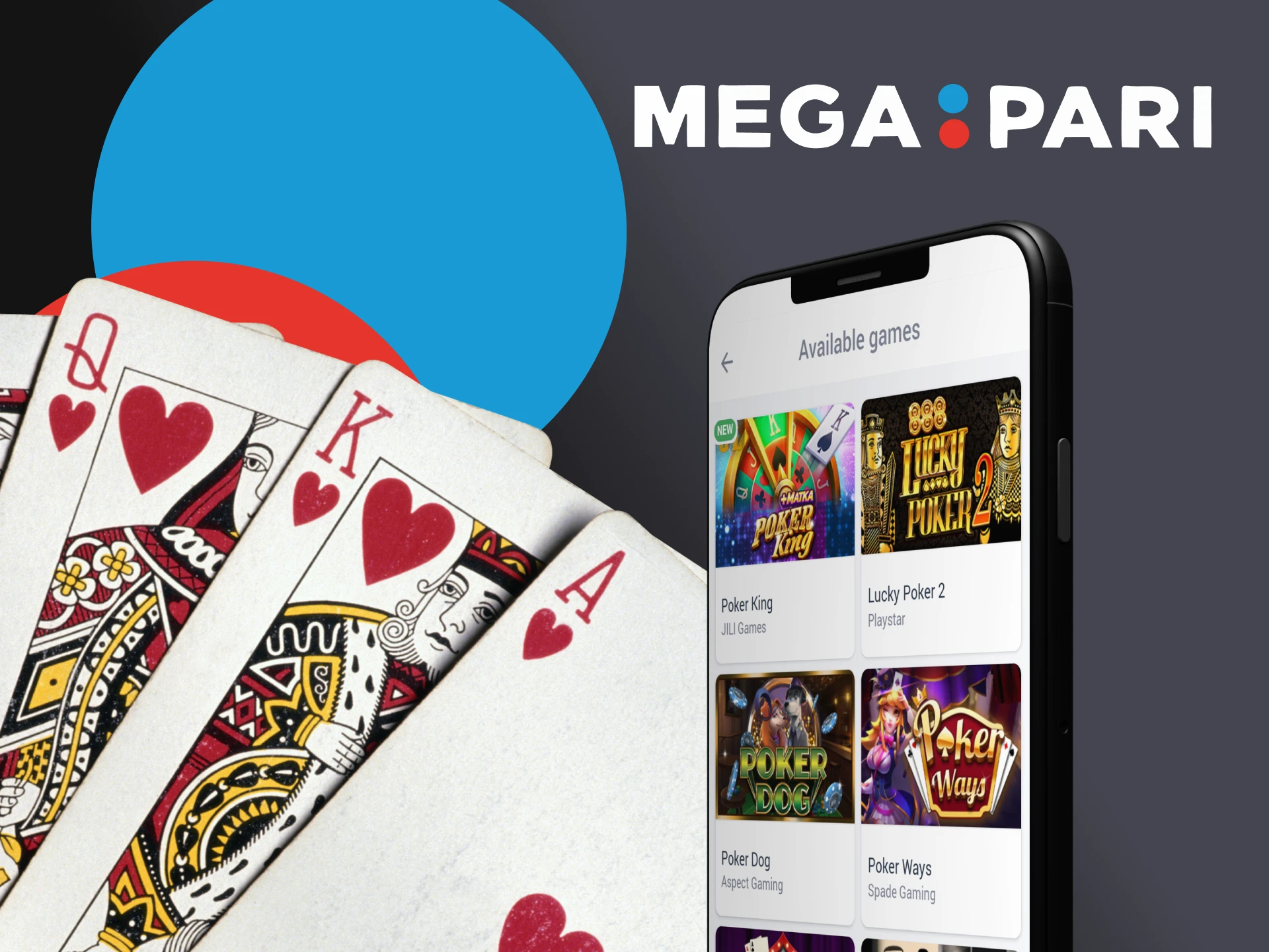 Use your smartphone to play poker through the Megapari application.